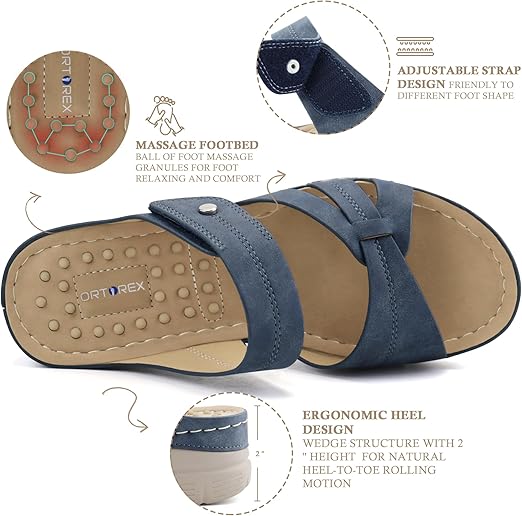 Ortho+rest Women Orthotic Slides Comfortable Orthopedic Sandals Walking Sandals with Arch Support