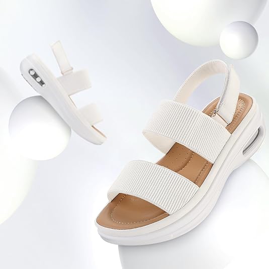 mysoft Women's Walking Sandals Comfortable Air Cushion Platform Elastic Ankle Strap Open Toe Ourdoor Summer Shoes