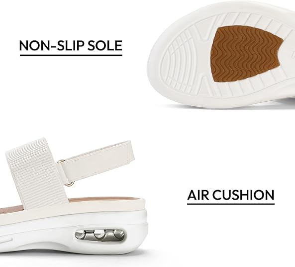 mysoft Women's Walking Sandals Comfortable Air Cushion Platform Elastic Ankle Strap Open Toe Ourdoor Summer Shoes