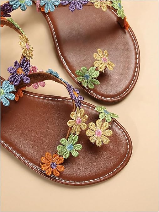 Floerns Women's Elegant Rhinestone Butterfly Transparent Elastic Strap Summer Flat Sandals