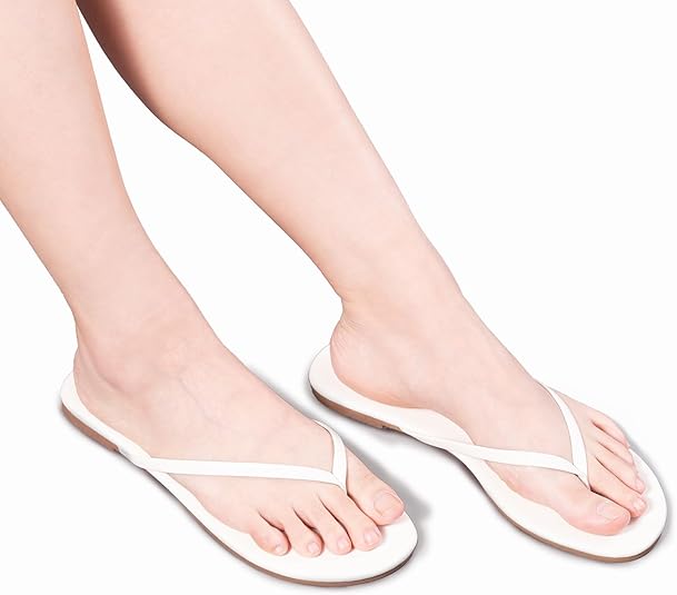 FITORY Women’s Flip Flops, Fashion Casual Thong Walking Slide with Vegan Leather, Comfortable Summer Beach Flat Sandals for 2025 Indoor and Outdoor Size 6-11
