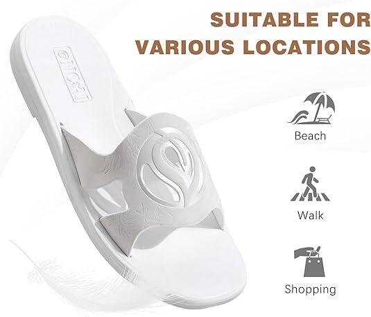 ONCAI Slides for Womens,Flat Dressy Square Toe Summer Beach Sandals for Woman with Comfortable Non-slip Rubber Soles Size 6-11