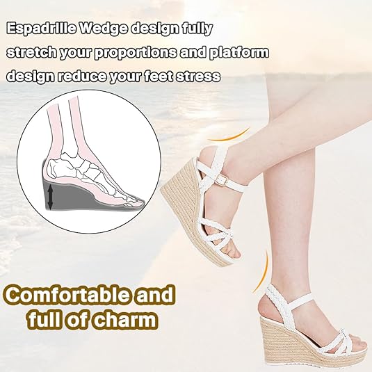 mikarka Espadrille Wedge Sandals for Women Braided Knot Ankle Strap Open Toe Platform Sandals