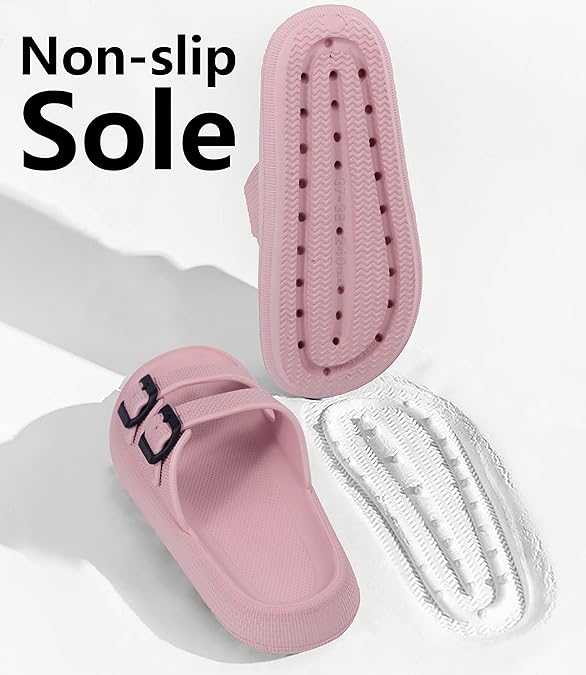 Weweya Sandals for Women and Men - Pillow Slippers - Double Buckle Adjustable Slides - EVA Flat Sandals