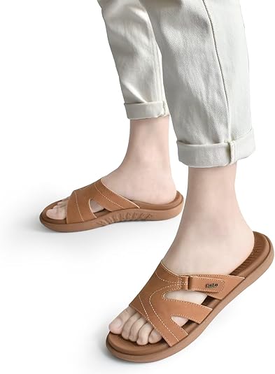 KuaiLu Womens Fashion Orthotic Slides Ladies Lightweight Athletic Yoga Mat Sandals Slip On Thick Cushion Slippers Sandals With Comfortable Plantar Fasciitis Arch Support