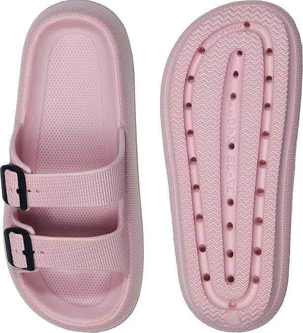 Weweya Sandals for Women and Men - Pillow Slippers - Double Buckle Adjustable Slides - EVA Flat Sandals