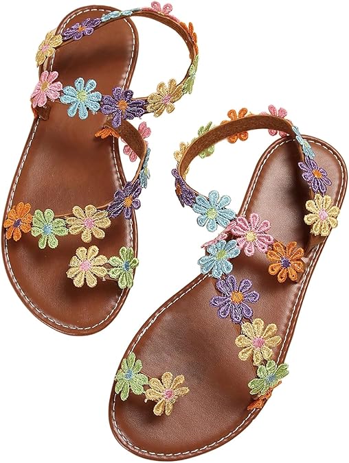 Floerns Women's Elegant Rhinestone Butterfly Transparent Elastic Strap Summer Flat Sandals
