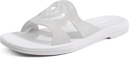 ONCAI Slides for Womens,Flat Dressy Square Toe Summer Beach Sandals for Woman with Comfortable Non-slip Rubber Soles Size 6-11